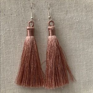Powder Rose Tassel Earrings